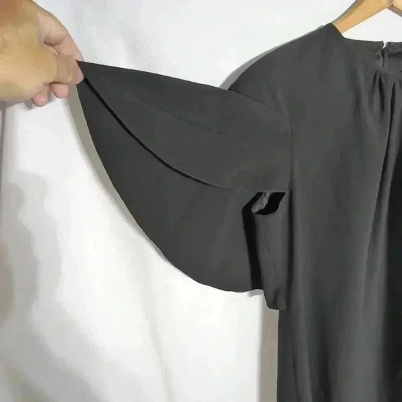 Elie Tahari Little Black Dress ruffle sleeve cap sz S - Picture 2 of 5